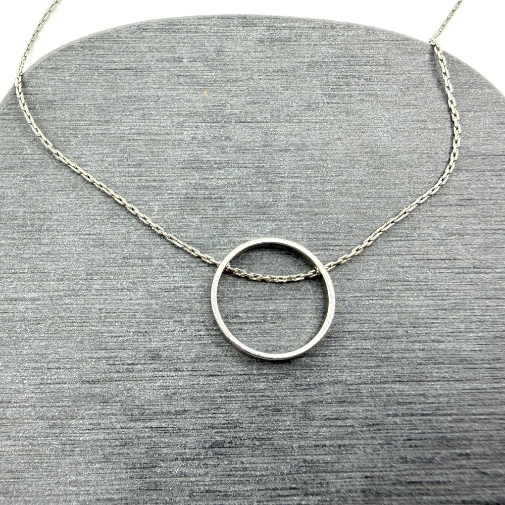 Minimalist Silver Tone Open Circle Necklace Simple Geometric Boho Layering Gift